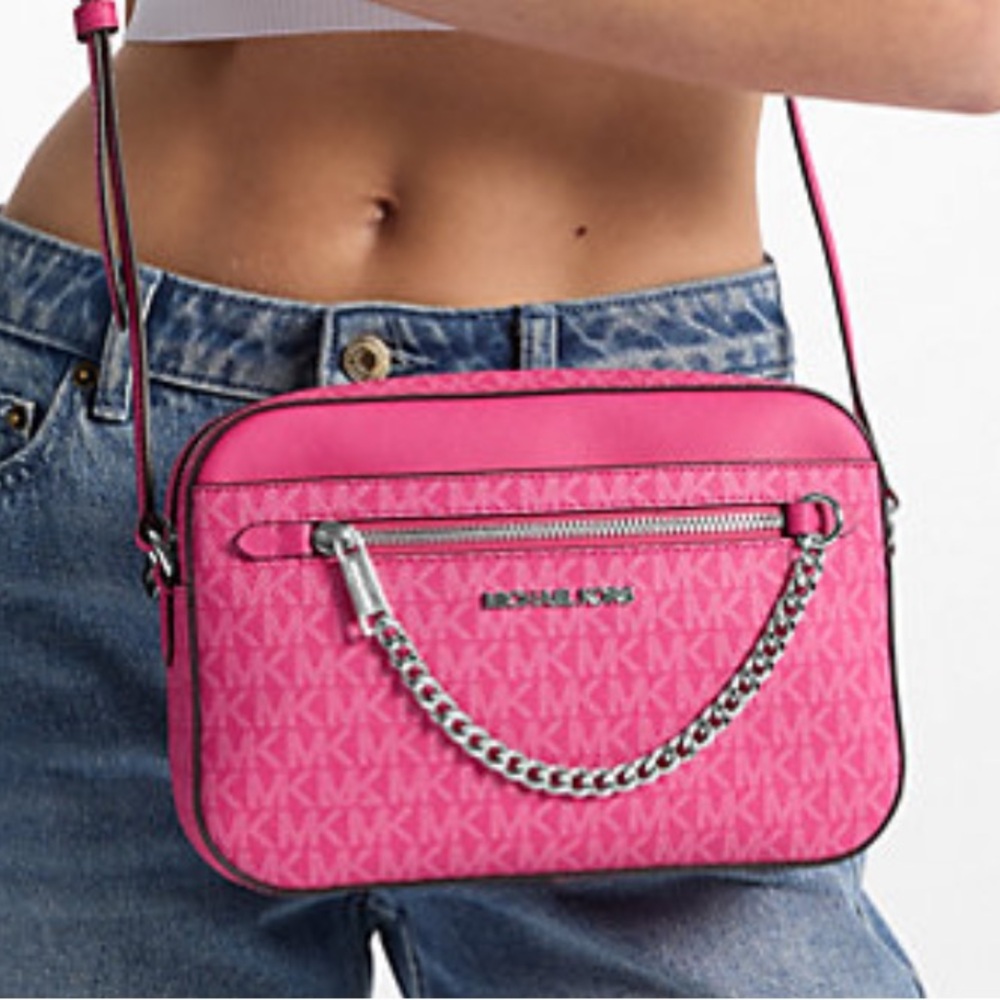 Michael Kors Jet Set Large Signature Logo Chain Crossbody Bag
Dragonfruit NWT